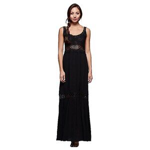 Lovestitch Black Crocheted Tiered Maxi Dress IMP-8061